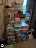 Metal Storage Shelving Unit with Plastic Storage Bins with Crafting Supplies - thumbnail 1 of 1