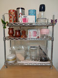 White Storage Cabinet with Metal Shelving and Kitchen Accessories - thumbnail 2 of 4