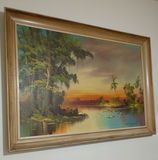 Framed Tropical Landscape Painting - thumbnail 1 of 6