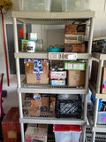 Assorted Ball Mason Jars and Canning Supplies With Storage Shelf - thumbnail 1 of 6