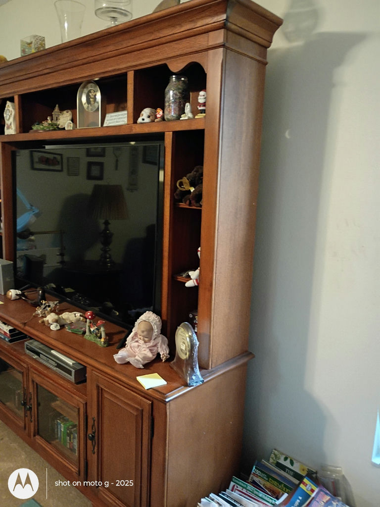 Wood Entertainment Center with Shelving and Cabinets - image 8 of 13