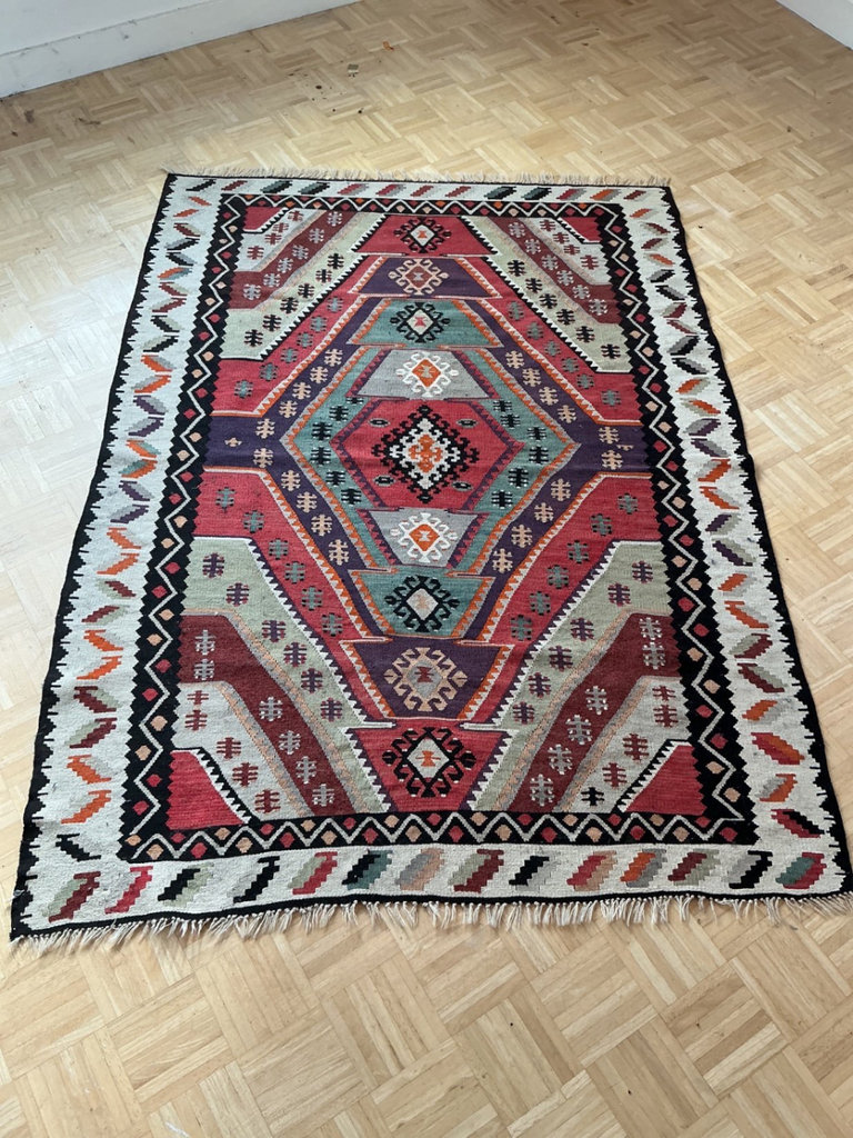 Hand woven wool KILIM rug.  - image 1 of 5