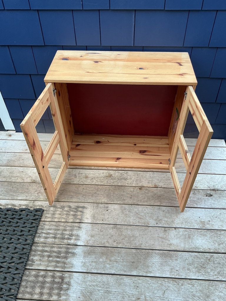 Pine cabinet with glass doors - image 2 of 4