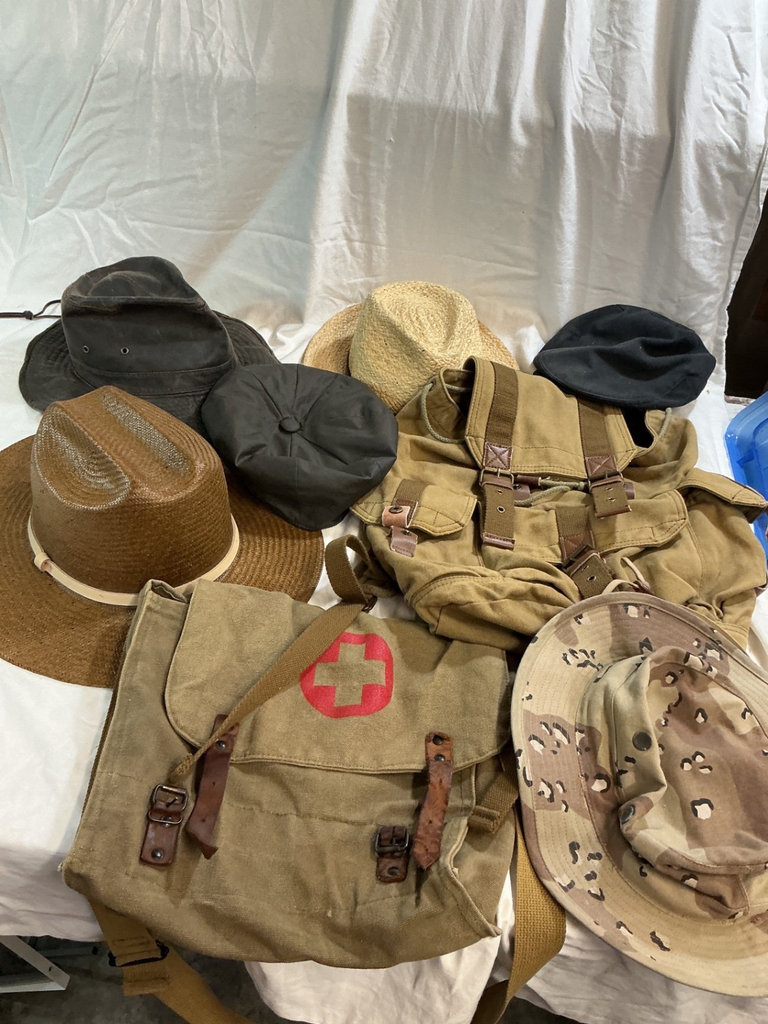 Assorted vintage outdoor hats and canvas packs - image 1 of 12