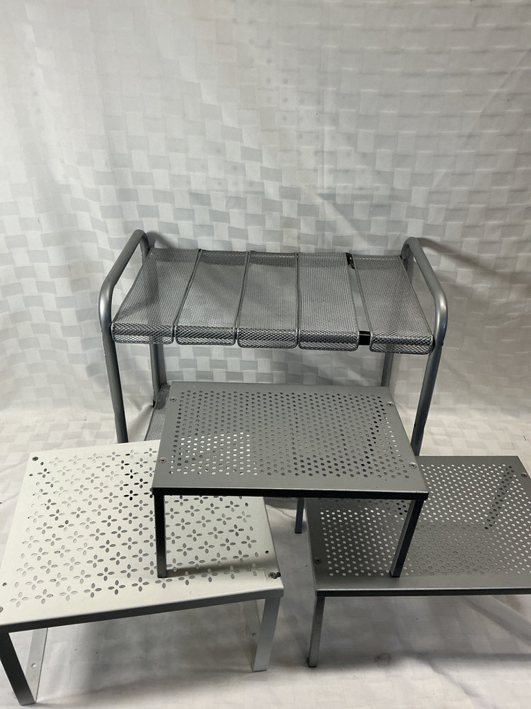Perforated metal shelf and stands - image 1 of 5
