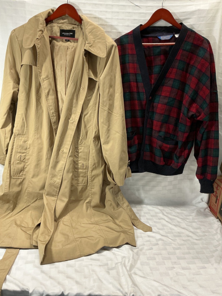 Tan London Fog trench coat and Pendleton plaid wool jacket - image 1 of 7