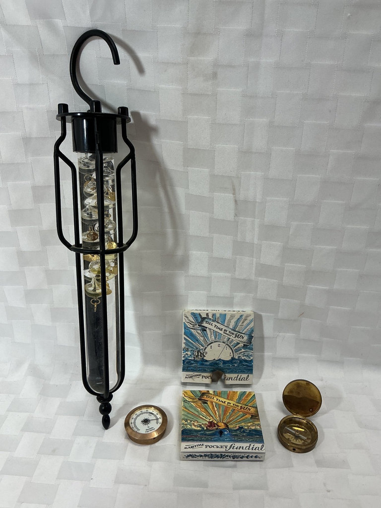 Maritime pocket sundial, Galileo thermometer, more - image 1 of 4