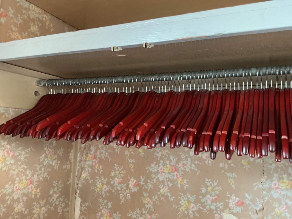 Red wooden clothes hangers  - image 1 of 3