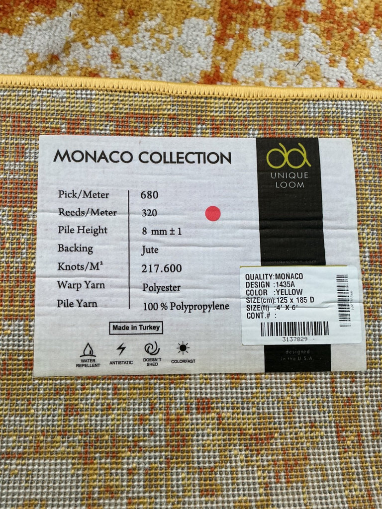 Monaco Collection yellow distressed area rug - image 4 of 5