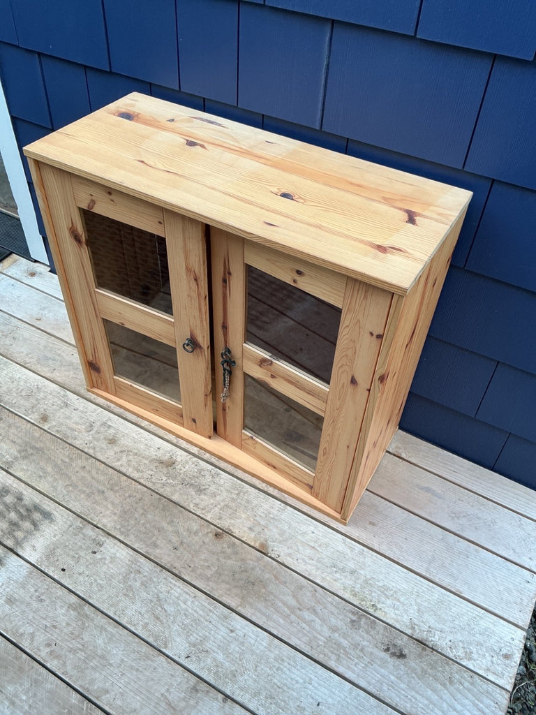 Pine cabinet with glass doors - image 3 of 4
