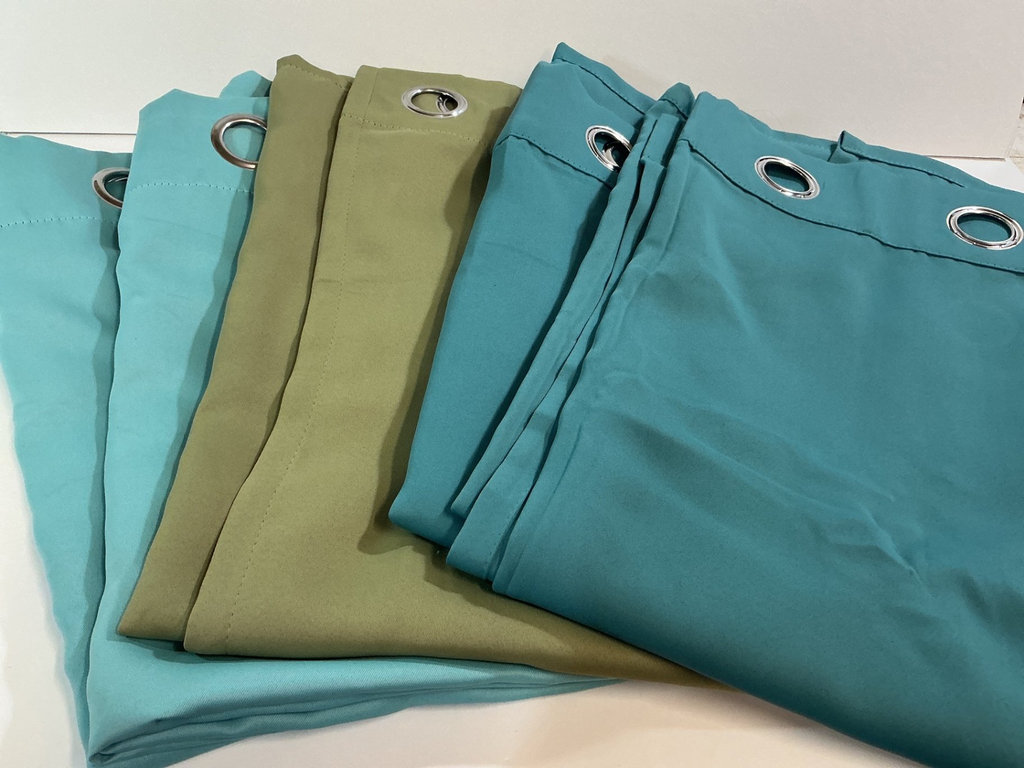 Teal and olive green curtain panels - image 1 of 4