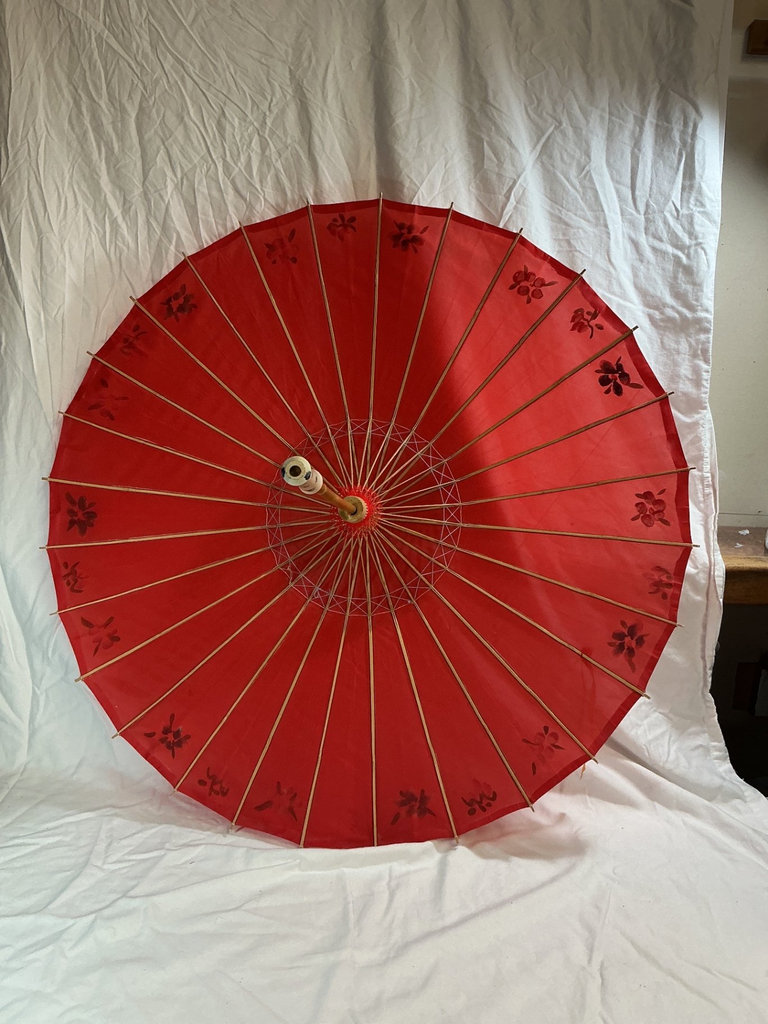 Japanese-style decorative parasol, textiles, and ceramic dinnerware - image 3 of 6