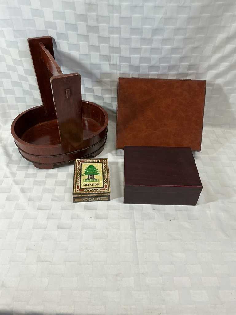 Assorted wooden boxes and round wood basket - image 1 of 6