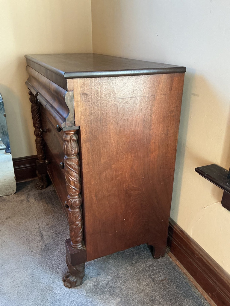 Antique wooden dresser with ornate carved columns  - image 3 of 5