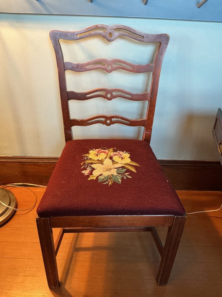 Dark wood secretary desk with matching chair - image 4 of 7