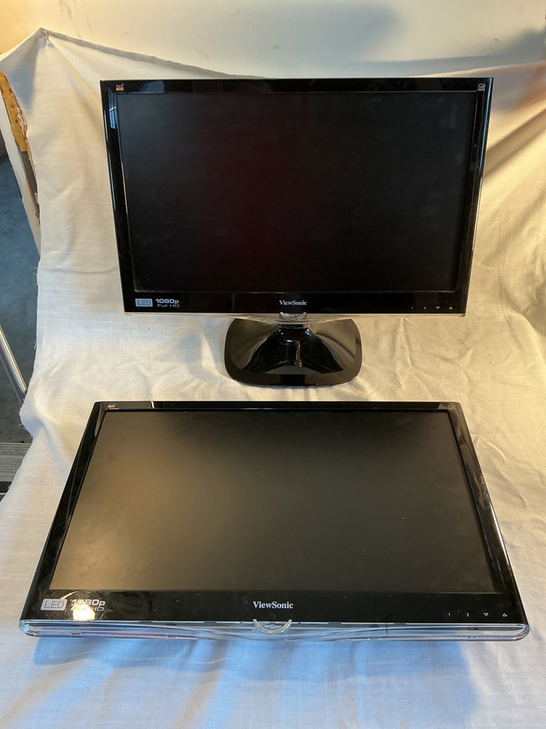 Height-adjustable desk with monitor arm, office chair, and ViewSonic monitors. - image 2 of 13