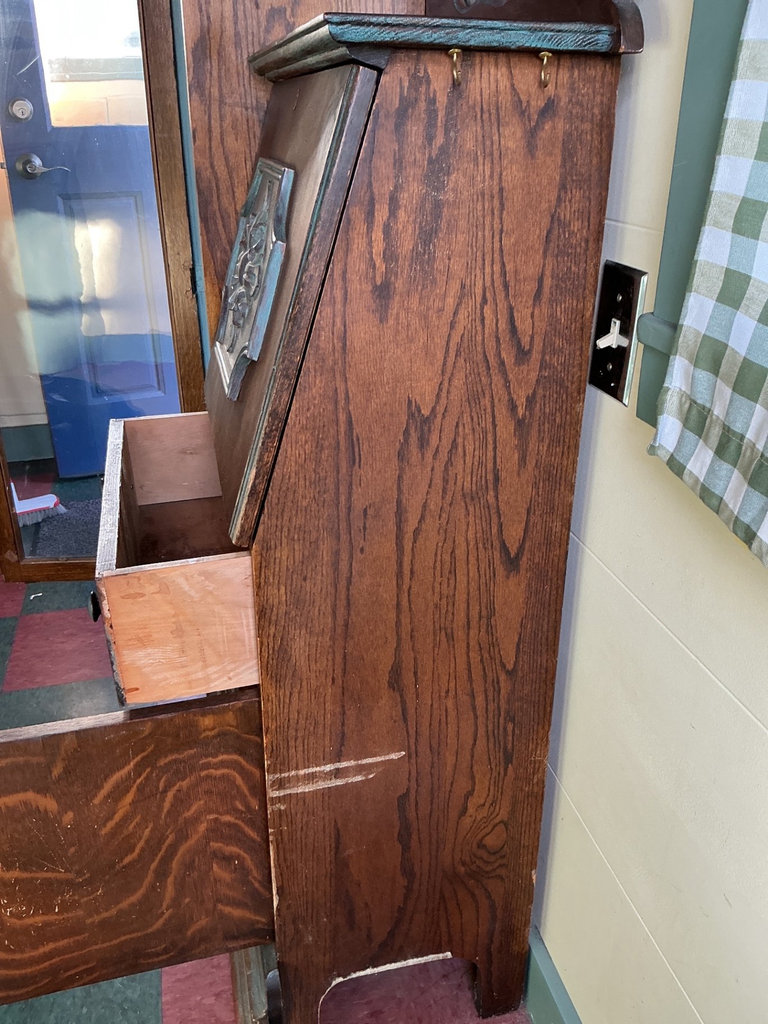 Antique Oak Display Cabinet with Glass Door and Side Panel - image 8 of 8