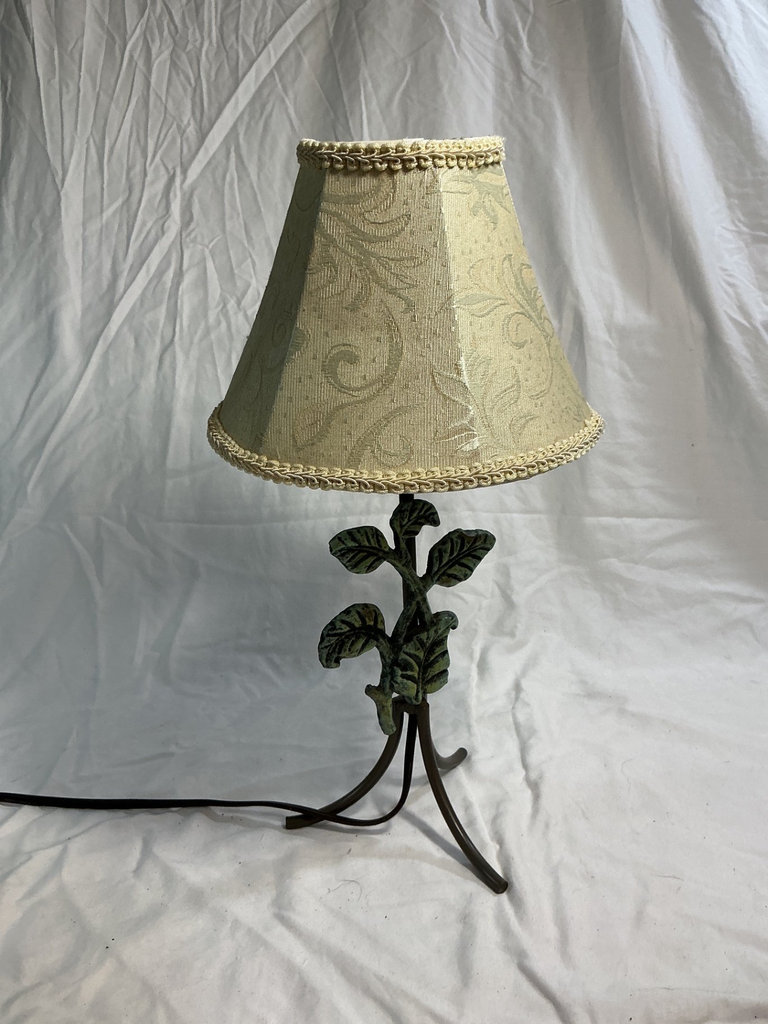 Vintage wooden nightstand, wooden stool, and decorative lamp. - image 3 of 7