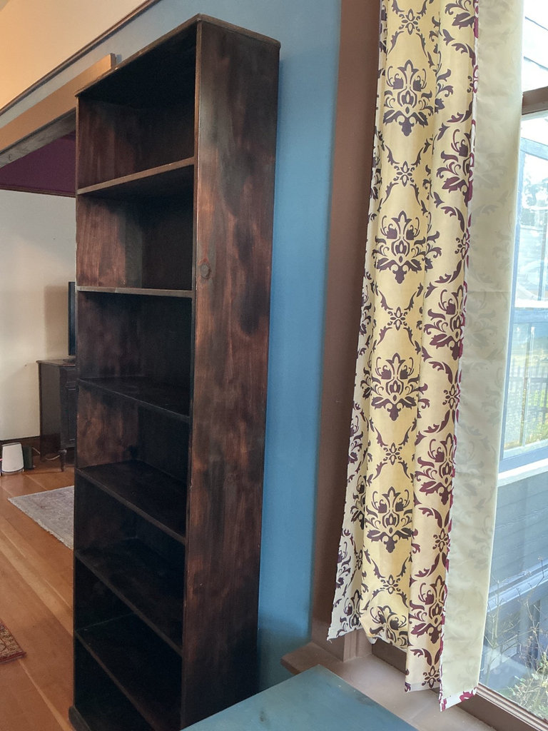 Tall dark wooden bookshelf - image 3 of 3