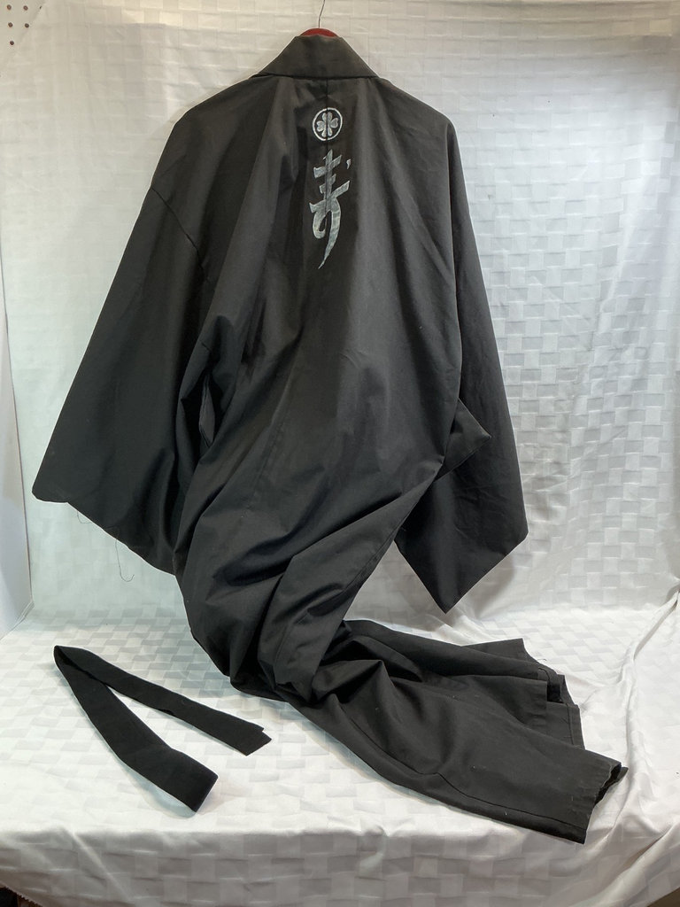 2 Black Men's kimono, one with gold Zen kanji embroidery. - image 5 of 5