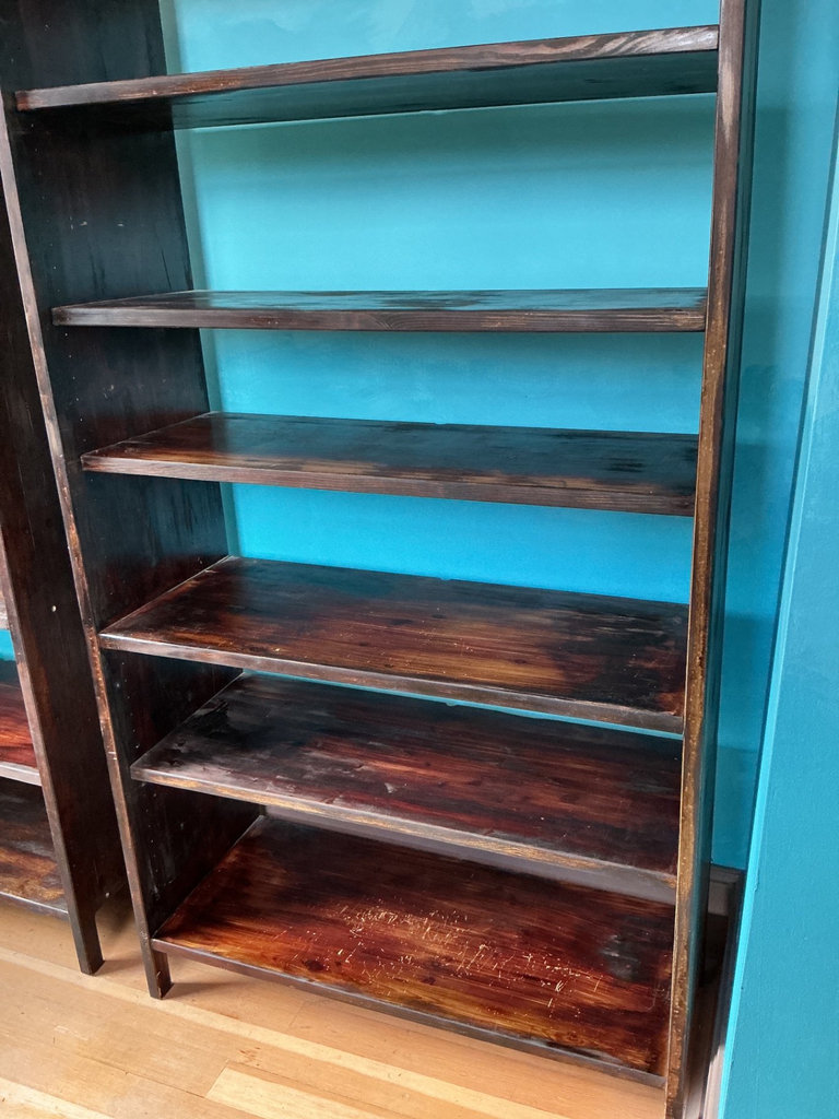 Two tall dark wooden bookcase - image 2 of 3