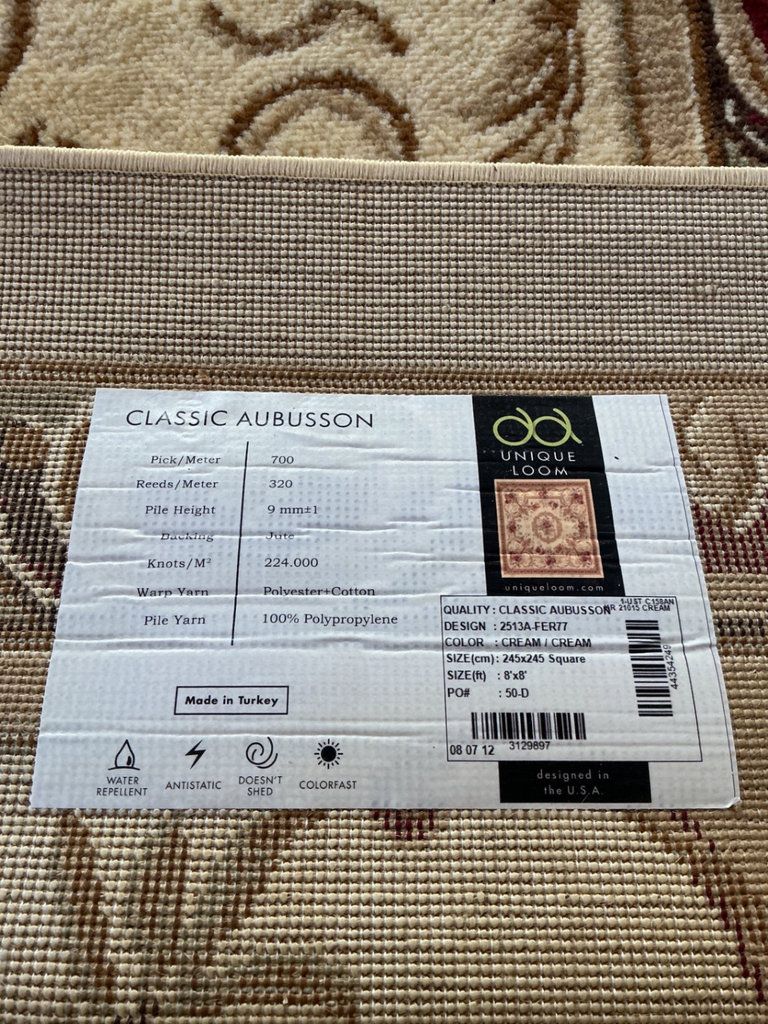 Classic Aubusson area rug (8x8 ft) - image 4 of 5