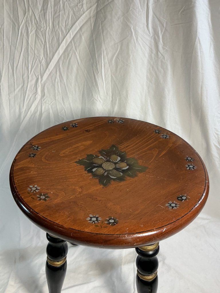 Vintage wooden nightstand, wooden stool, and decorative lamp. - image 7 of 7