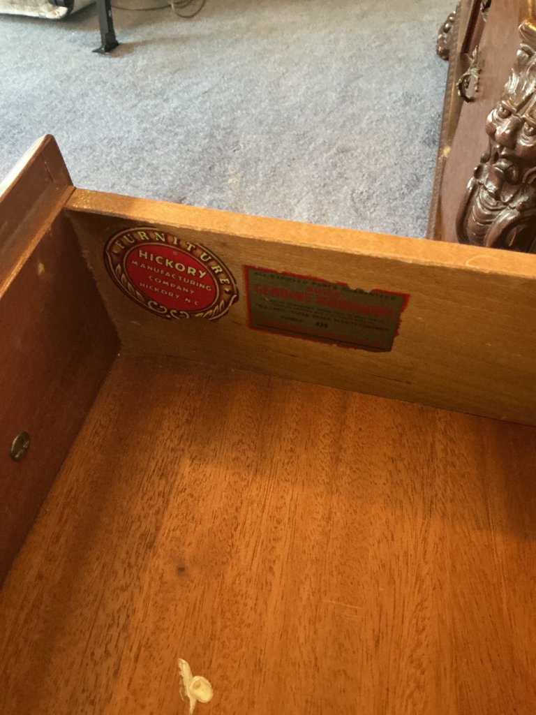 Antique wooden dresser with oval mirror - image 5 of 7