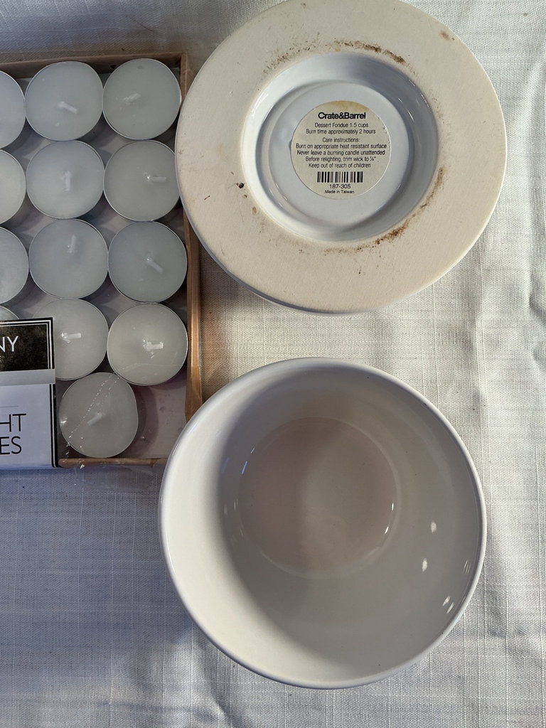 White ceramic entertainment set with fondue warmer - image 5 of 6