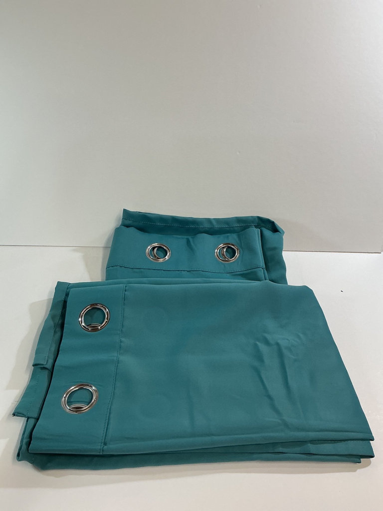Teal and olive green curtain panels - image 4 of 4