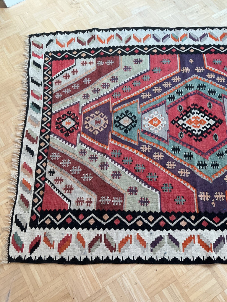 Hand woven wool KILIM rug.  - image 3 of 5