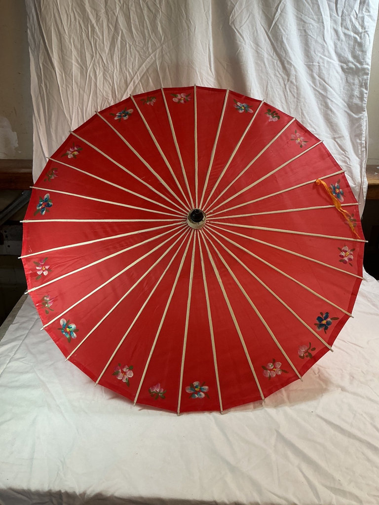 Japanese-style decorative parasol, textiles, and ceramic dinnerware - image 1 of 6