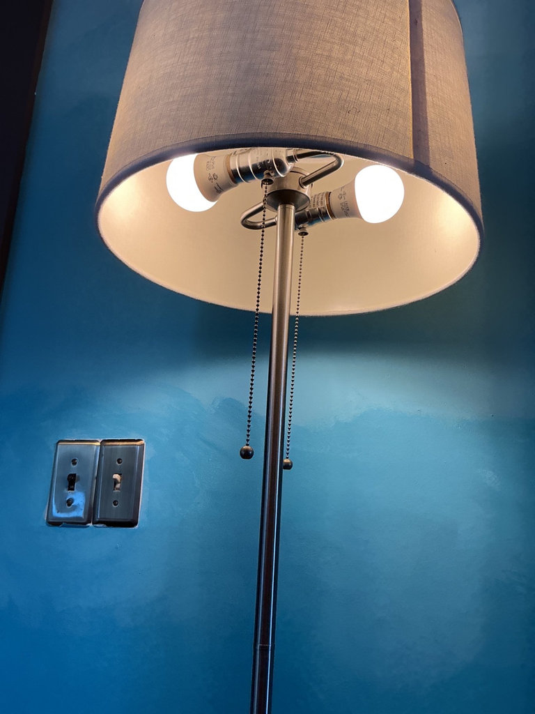 Pair of floor lamps and assorted wooden furniture - image 6 of 6