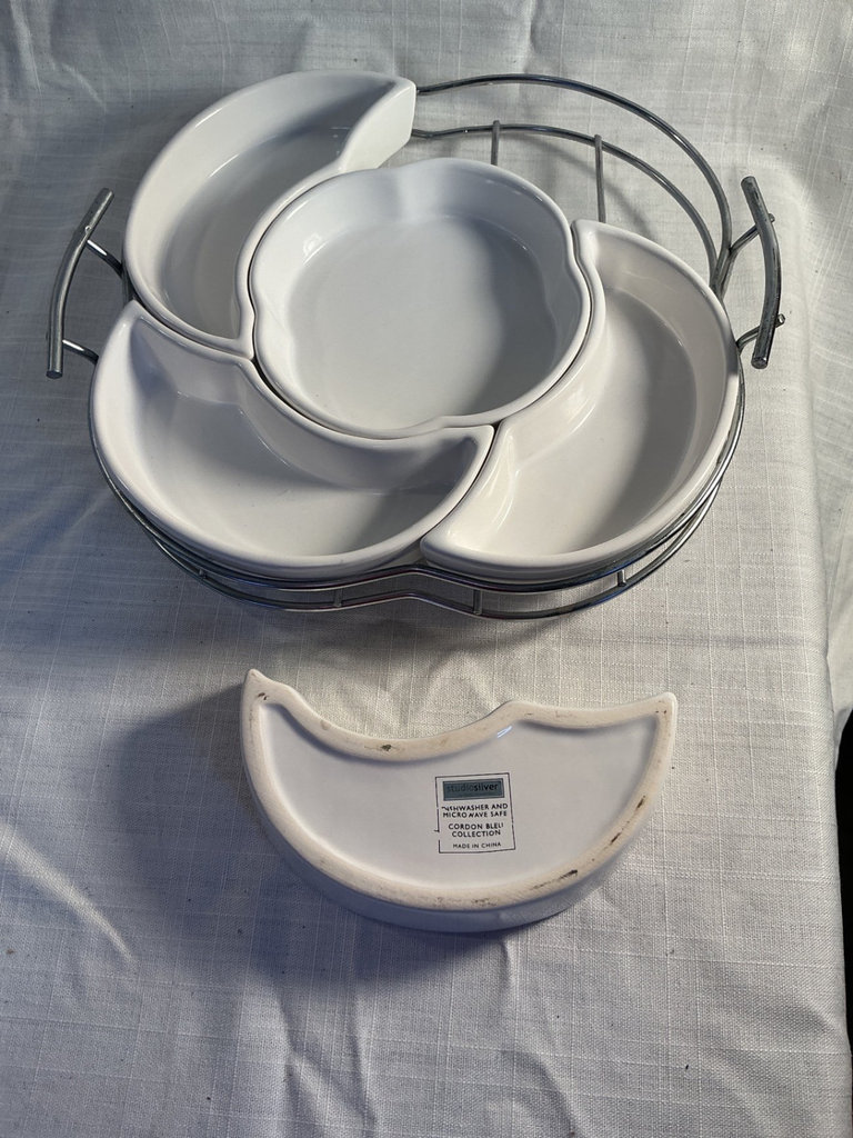 White ceramic entertainment set with fondue warmer - image 6 of 6
