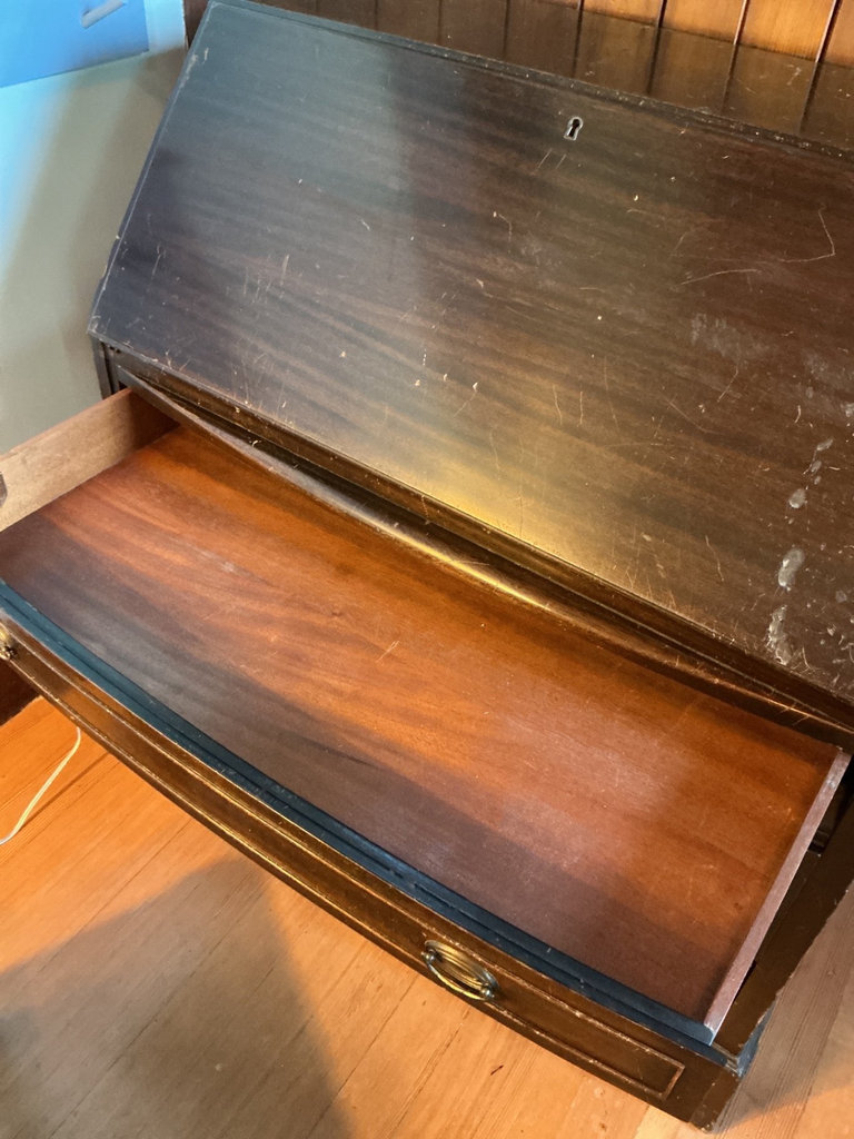 Dark wood secretary desk with matching chair - image 7 of 7