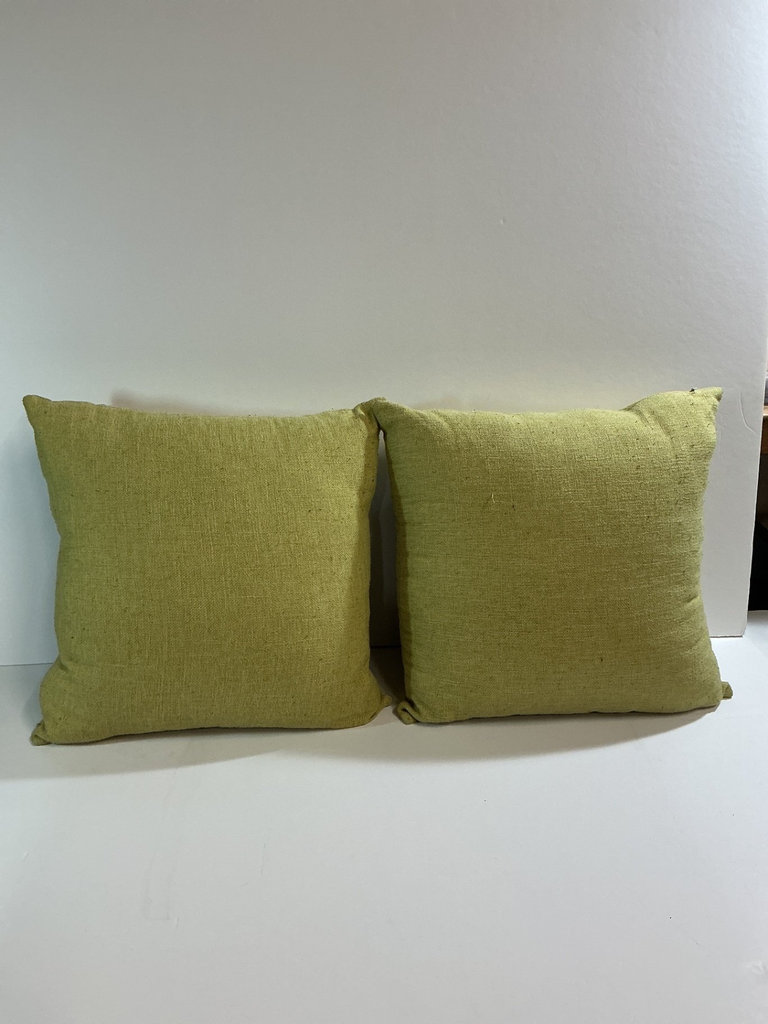 Knitted navy pouf with striped throw and lime cushions - image 4 of 4