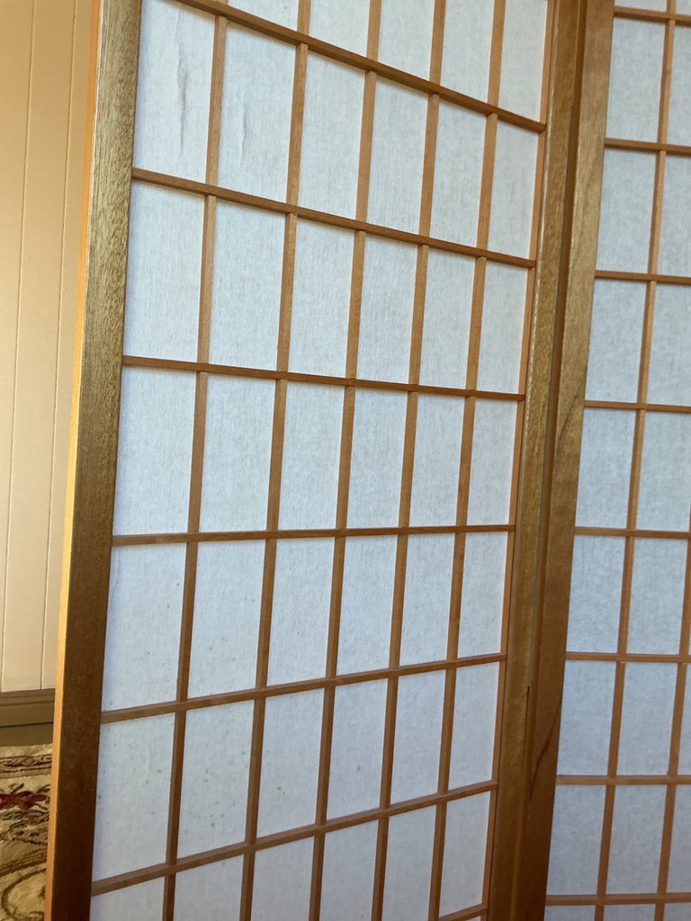 Three-Panel Wooden Shoji Folding Screen - image 4 of 4
