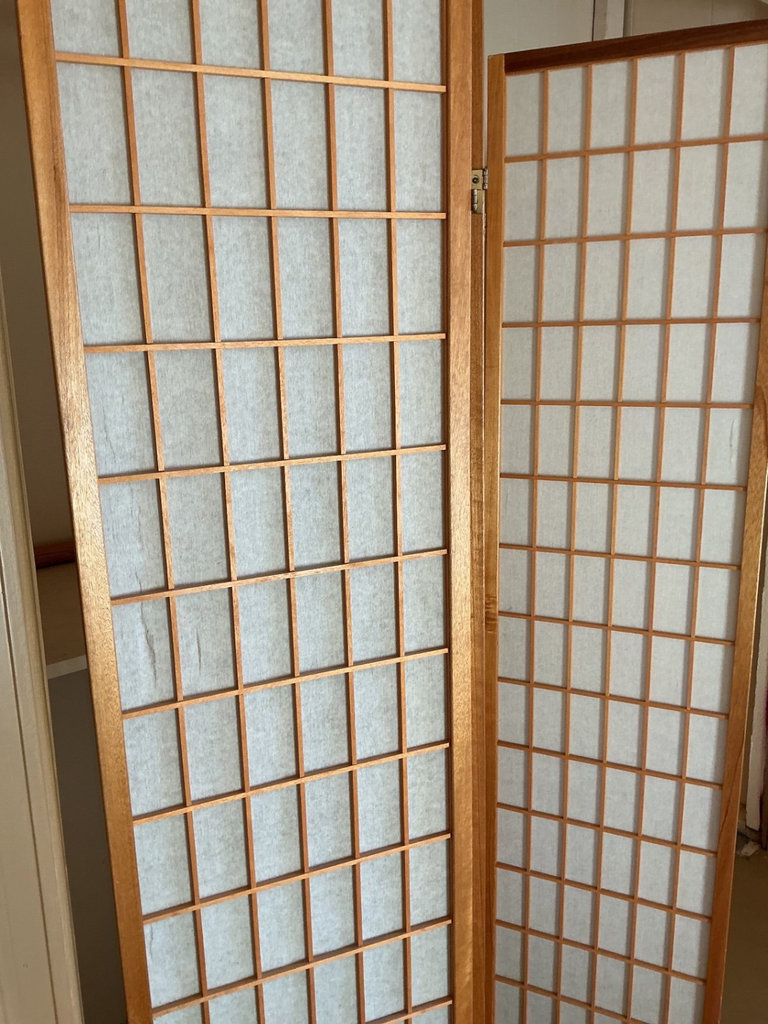 Three-Panel Wooden Shoji Folding Screen - image 2 of 4