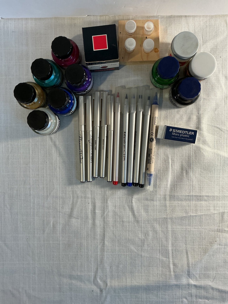 Assorted art supplies and calligraphy books - image 5 of 9