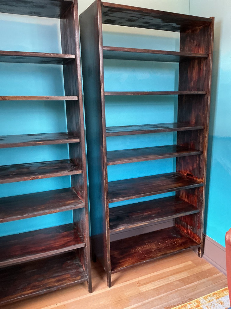 Two tall dark wooden bookcase - image 3 of 3