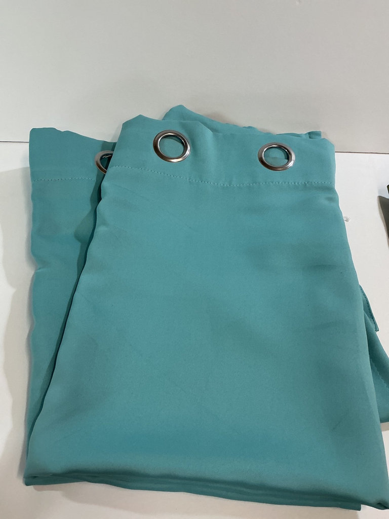 Teal and olive green curtain panels - image 2 of 4