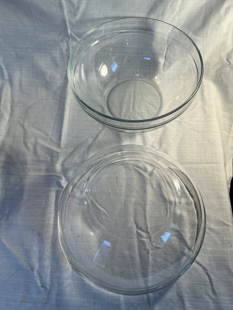 Assorted bowls set: white ceramic bowls, blue and red bowls, and clear glass bowls - image 2 of 4