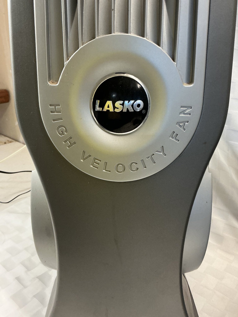 Two Lasko high-velocity tower fans with assorted portable fans - image 2 of 4