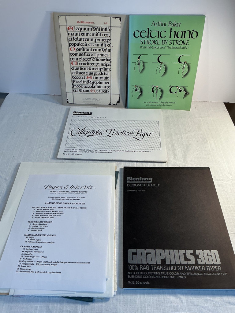 Assorted art supplies and calligraphy books - image 7 of 9