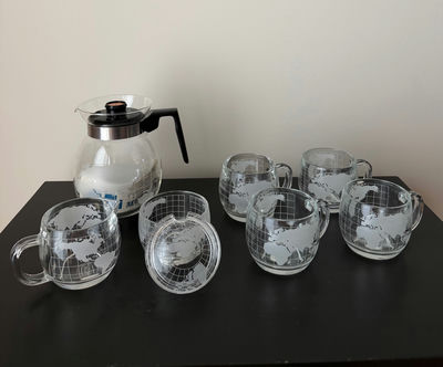 Nescafé Vintage MCM World Globe Set - Coffee Pot, Mugs, Creamer, Sugar - NWT - Image 1 of 16
