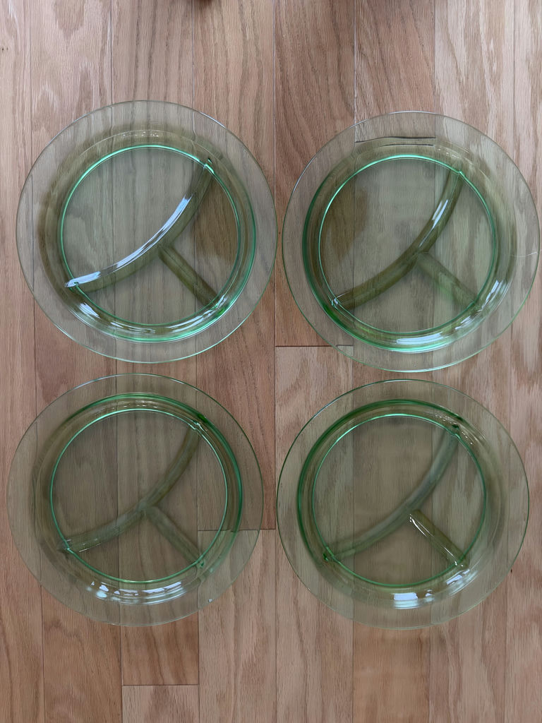 Uranium Glass Chop Plates & Handled Dish - image 4 of 5