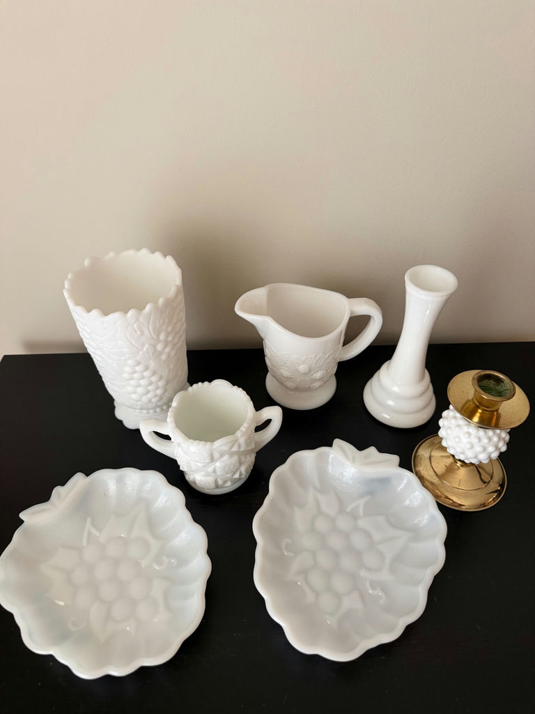 Milk Glass - Doeskin Milk Glass Lot - 7 pieces - image 2 of 6