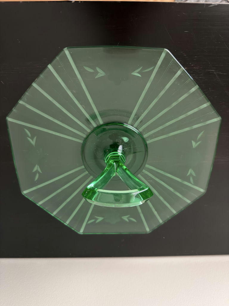 Uranium Glass Chop Plates & Handled Dish - image 5 of 5