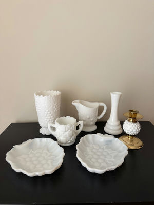 Milk Glass - Doeskin Milk Glass Lot - 7 pieces - Image 1 of 6
