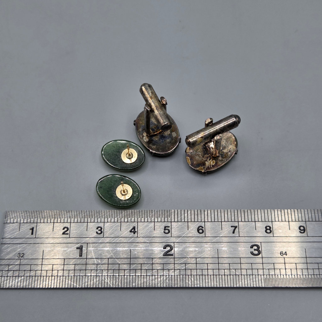 Jade Stud Earrings and Cufflinks - image 3 of 3